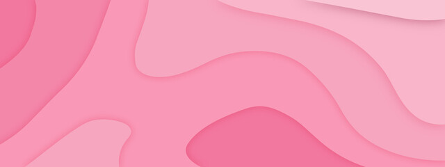 Aufkleber - Papercut abstract background with pink colour smooth gradient Vector illustration. Light Pink curve line background pink vector overlap paper layer with white space for text and message design