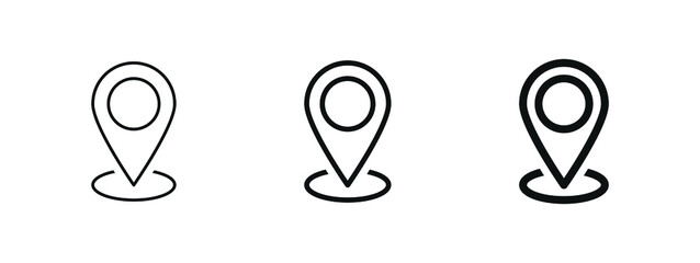 Fototapete - Location pin icon, map pointer marker symbol, gps map pin icon button in thin line, outline and stroke style for apps and website	
