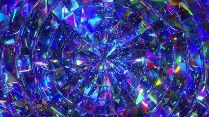 Poster - abstract diamond circular mosaic moves in wave motions. blue neon color. 3d animation of seamless lo