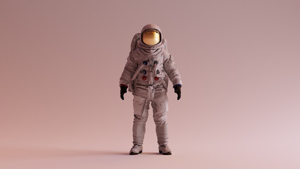 Wall Mural - astronaut with gold visor and white helmet spacesuit with warm background with neutral diffused side