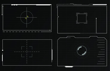 Poster - Abstract Virtual Game Target Monitor Control Panel Layout Texture Concept Design.  HUD Futuristic User Screen Basic Elements Set.