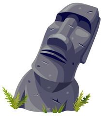 Wall Mural - Moai on Easter island. Isolated vector cartoon stone sculpture. Ancient statue civilizations of atlantis and lemuria.