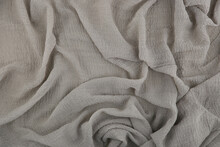 Natural Cotton Gauze Fabric Texture Background. Gauze Table Runner Cheesecloth Fabric Top View.