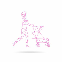 Wall Mural - Woman with a stroller abstract, vector illustration