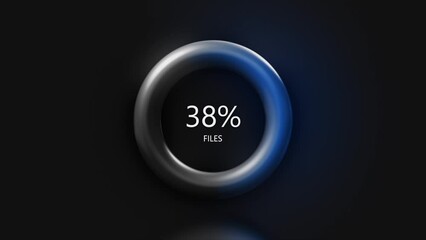 Aufkleber - Ring with loading and percentages. Motion. Glowing line moves in ring during loading. Percentage of file downloads