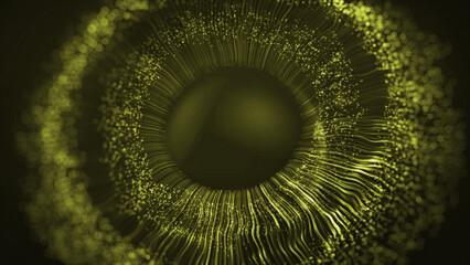 Wall Mural - human multicolored iris of the eye animation concept. yellow lines after a flash scatter out of a br