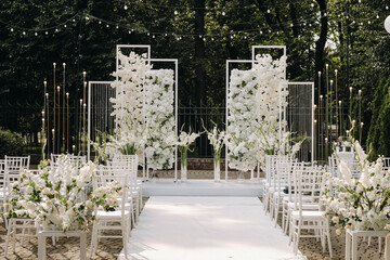 Wall Mural - A place for a wedding ceremony on the street. Decorated wedding venue