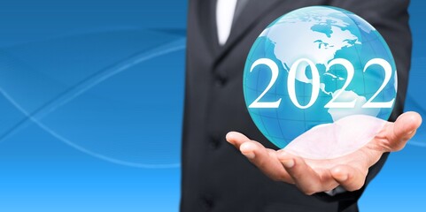 Poster - New year 2022, future technology, Business development and growth concept.