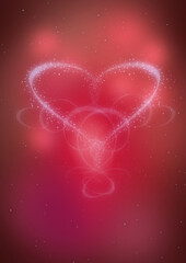 Sticker - A 3d digital illustration of an abstract background of red and pink with sparkle heart shape.