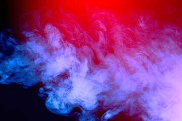 Poster - Fog in red blue color neon light on black background.