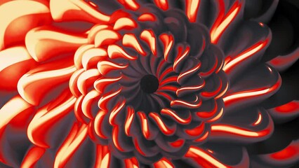 Poster - Gray and red loop. Motion. A twisted flower in abstraction made like a loop twists and narrows in the center and then back.