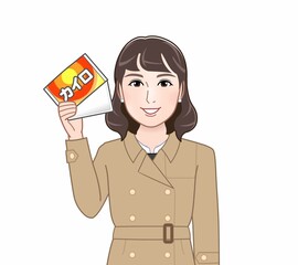 Sticker - 使い捨てカイロをもつ女性