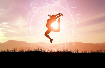 zodiac signs inside of circle astrology and horoscopes concept