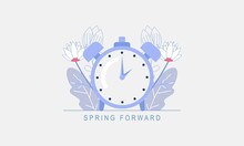 Spring Forward Fall Back Illustration With Clock