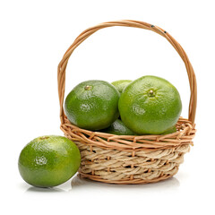 Poster - mandarin orange in basket isolated