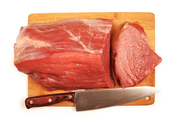 Wall Mural - Fresh raw beef steak with rosemary isolated on white background