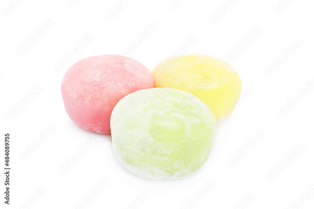 Delicious mochi on white background