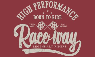 High Performance Raceway College Vintage varsity vector tee shirt graphics and grunge artwork  