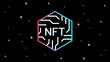 non-fungible token hexagonal in vivid colors. creative crypto art, collectible digital token. NFT theme.