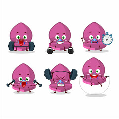 Sticker - A healthy pink love ring box cartoon style trying some tools on Fitness center