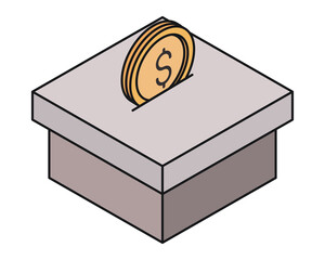 Wall Mural - saving coin in box