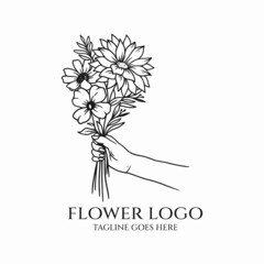 Poster - Flower logo vector , beauty flower logo silhouette