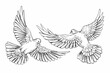 Two beautiful doves in flight. A couple of birds. Stylish image to print on any surface