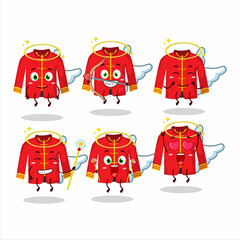 Wall Mural - Red chinese traditional costume cartoon designs as a cute angel character