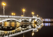 A night scene of Blagoveshchenskiy Bridge in Saint-Petersburg, Russia