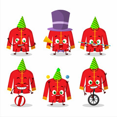 Sticker - Cartoon character of red chinese traditional costume with various circus shows