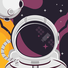 Poster - space astronaut and moon