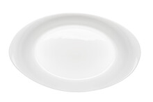 One White Plate Or Dish Large And Detailed On A White Background, Real Photo Of Isolated Object
