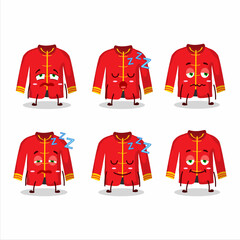 Canvas Print - Cartoon character of red chinese traditional costume with sleepy expression