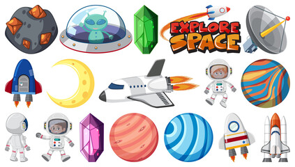 Wall Mural - Isolated fantasy space game objects and elements set