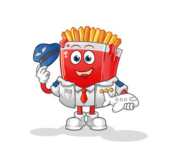 French fries pilot mascot. cartoon vector