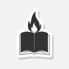 Sticker - Fire and book icon sticker design isolated on white background