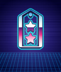 Sticker - Retro style Military rank icon isolated futuristic landscape background. Military badge sign. 80s fashion party. Vector