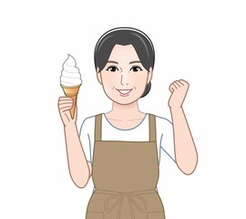 Sticker - ソフトクリームアイスをもつ女性