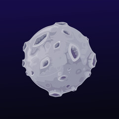 Poster - Galaxy space grey planet with craters. Vector sphere with volcanic potholed gray surface. Globe in alien universe, Ui game object, fantasy comet, meteor isolated astronomical object in deep cosmos