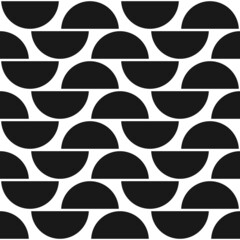 Poster - Black half circle pattern. Vector seamless rounded halves.