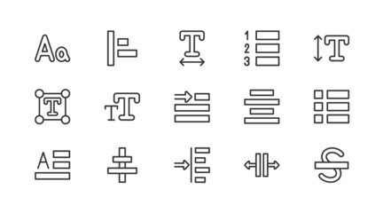 Poster - set of simple text line icons.