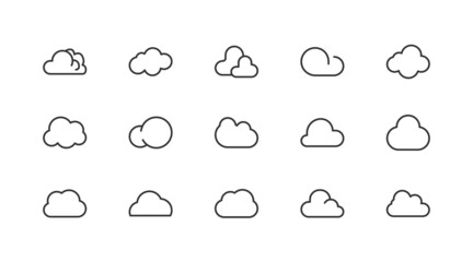 Poster - Linear icon set of cloud.