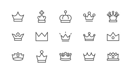 Wall Mural - Editable vector pack of crown  line icons.