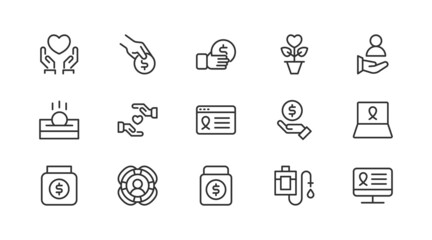 Poster - Stroke vector charity  line icons.