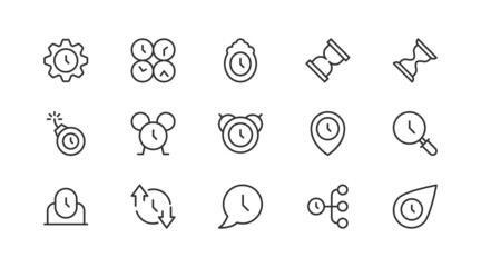 Aufkleber - Set of clock  line icons.