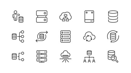 Poster - Set of data line icons.