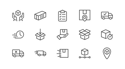 Poster - Vector set of data analytics  thin line icons.