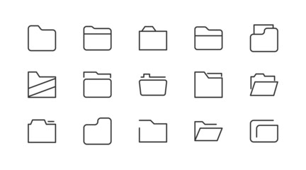 Canvas Print - Stroke vector folder  line icons.