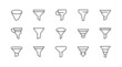 Editable vector pack of funnel  line icons.