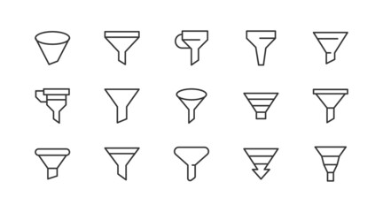 Poster - Editable vector pack of funnel  line icons.
